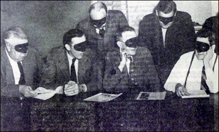 Members wore masks: to protect their anonymity, members of the Dayton, Ohio, AA donned masks while posing for the press in 1942